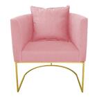 Poltrona Paola Suede Rosê Base Metálica Dourado