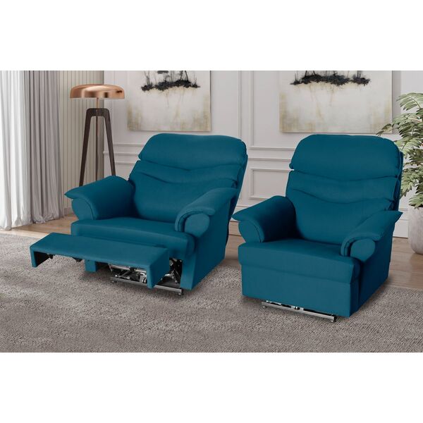 Poltrona Papai Reclinável Manual Alana J01 Suede Azul Royal