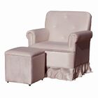 Poltrona Para Amamentação Balanço E Puff Antonela Veludo  Vel