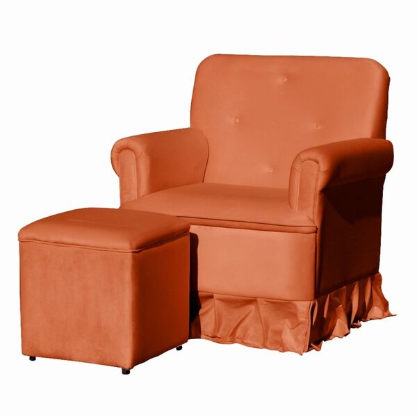 Poltrona Para Amamentação Balanço E Puff Antonela Veludo  Vel