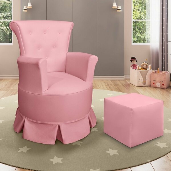 Poltrona Para Amamentação Com Balanço E Puff Bárbara  Rosa