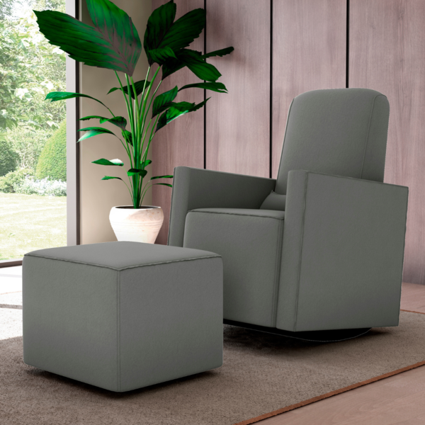 Poltrona Para Amamentação Com Puff Ana Suede Cinza