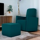 Poltrona Para Amamentação Com Puff Ana Suede Petróleo