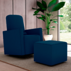 Poltrona Para Amamentação Com Puff León Suede Azul