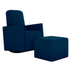 Poltrona Para Amamentação Com Puff León Suede Azul