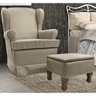 Poltrona Para Amamentação Em Linho Com Balanço E Puff Baú Mar