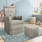 Poltrona Para Amamentação Em Veludo Com Balanço E Puff Valent