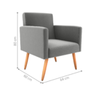 Poltrona Para Decoração Belém Suede Cinza