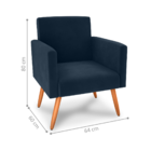 Poltrona Para Decoração Belém Veludo Azul