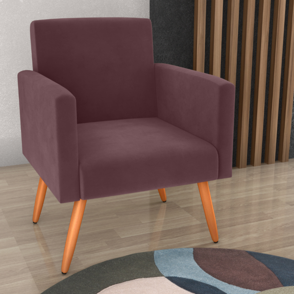 Poltrona Para Decoração Belém Veludo Rosê
