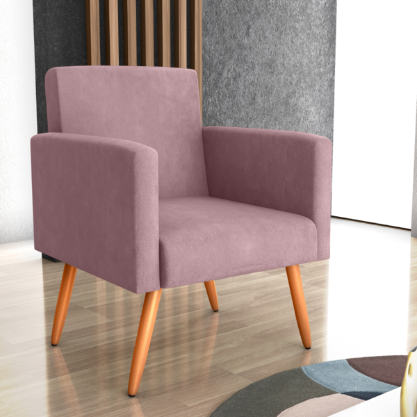 Poltrona Para Decoração Belém Veludo Turkey Rosa