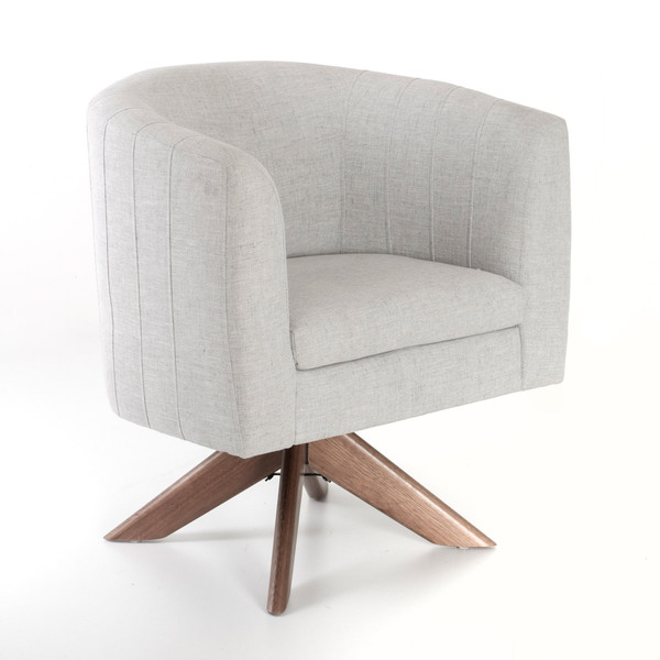 Poltrona Para Decoração Nina Encosto Curvo Tecido Linho Base