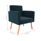 Poltrona Para Decoração Sara Suede Petróleo