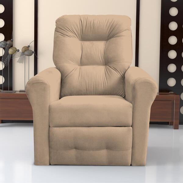 Poltrona Para Descanso Reclinável Lima Suede Bege
