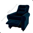Poltrona Para Descanso Reclinável Lima Veludo Azul