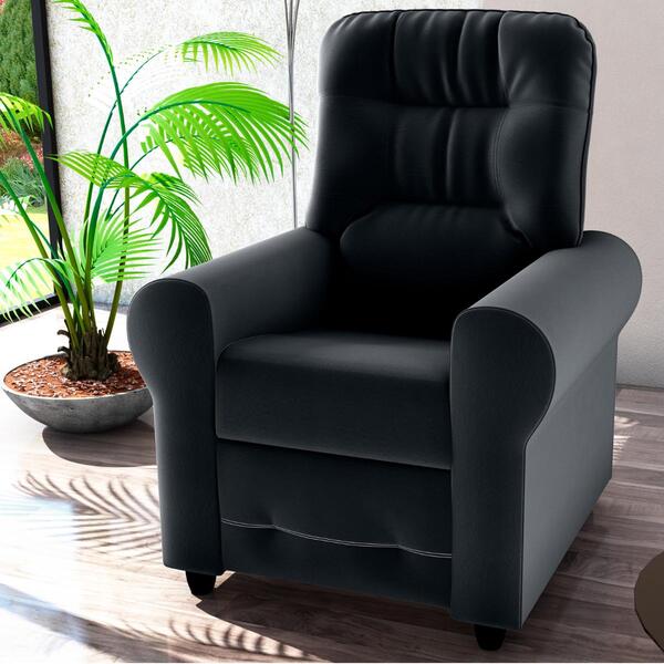 Poltrona Para Descanso Reclinável Lima Veludo Preto