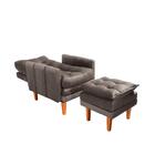 Poltrona Para Extensão De Cílios Com Puff Veludo Bege Veneza