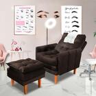 Poltrona Para Extensão De Cílios Com Puff Veludo Marrom Venez