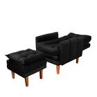 Poltrona Para Extensão De Cílios Com Puff Veludo Preto Amster