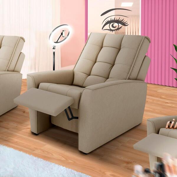 Poltrona Para Extensão De Cílios Marrom Taupe Suede Dominic S