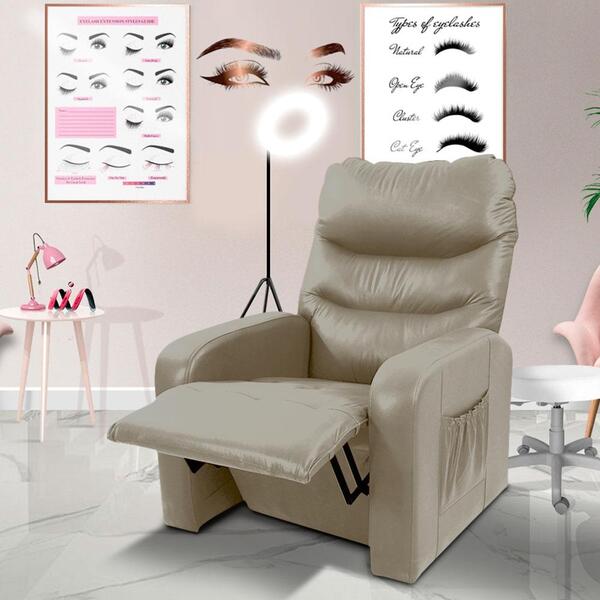 Poltrona Para Extensão De Cílios Reclinável Corino Bege Pastt