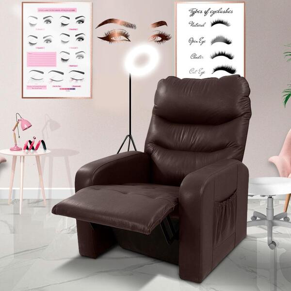 Poltrona Para Extensão De Cílios Reclinável Corino Marrom Pas