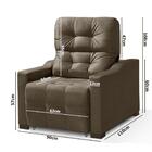 Poltrona Para Extensão De Cílios Reclinável Suede Marrom Clar