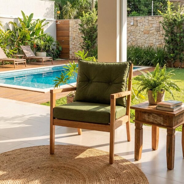 Poltrona Para Jardim Em Madeira Maciça Riade Stain Jatobá/ver