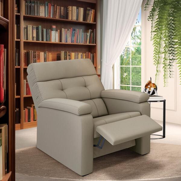 Poltrona Para Leitura Reclinável Bege Suede Kyros Shop Jm