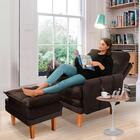 Poltrona Para Leitura Reclinável Com Puff Veludo Marrom Venez