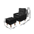 Poltrona Para Leitura Reclinável Com Puff Veludo Preto Germai