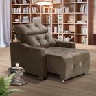 Poltrona Para Leitura Reclinável Suede Marrom Claro Fox Shop