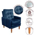 Poltrona Para Manicure Com Puff Veludo Azul Pandora Shop Jm