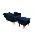 Poltrona Para Maquiagem Com Puff Veludo Azul Veneza Boutique