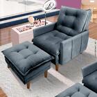 Poltrona Para Maquiagem Com Puff Veludo Grafite Cinza Alemanh