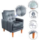 Poltrona Para Maquiagem Com Puff Veludo Grafite Veneza Boutiq