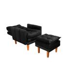 Poltrona Para Maquiagem Com Puff Veludo Preto Veneza Boutique