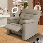 Poltrona Para Maquiagem Reclinável Bege Suede Zaven Shop Jm