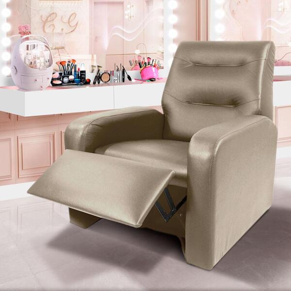 Poltrona Para Maquiagem Reclinável Corino Bege Clarity Shop Jm