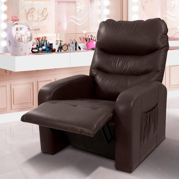 Poltrona Para Maquiagem Reclinável Corino Marrom Patty Shop Jm