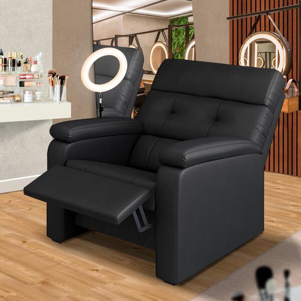 Poltrona Para Maquiagem Reclinável Preto Corino Zaven Shop Jm