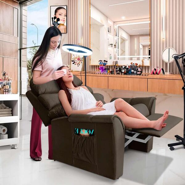 Poltrona Para Maquiagem Reclinável Suede Marrom Bony Shop Jm