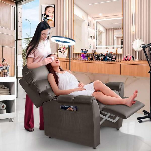 Poltrona Para Maquiagem Reclinável Suede Tabaco Gabriella Sho