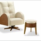 Poltrona Para Quarto De Bebê Helena Com Puff Tec. 502/614 Bege