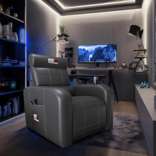 Poltrona Para Quarto Gamer Retrátil E Reclinável Corino Preto