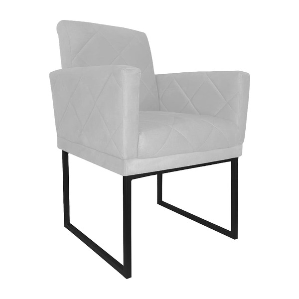 Poltrona Para Recepção Decorativa Klara Base Preta Suede - Es