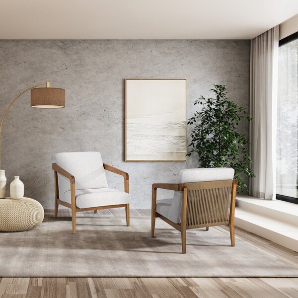 Poltrona Para Sala 79cm X 78cm X 70cm Verniz Avelã/corda Rami