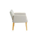 Poltrona Para Sala Arpoador - Natural E Tecido Bege - Meu Móv