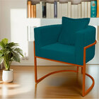 Poltrona Para Sala Base De Metal Bronze Reforçada Liz Veludo