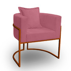 Poltrona Para Sala Base De Metal Bronze Reforçada Liz Veludo